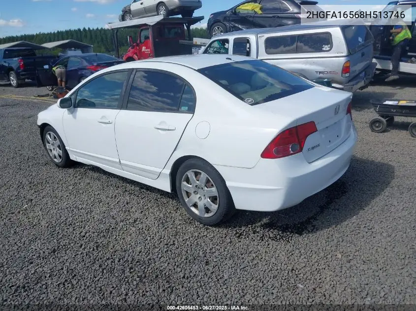 2008 Honda Civic Lx VIN: 2HGFA16568H513746 Lot: 42605453