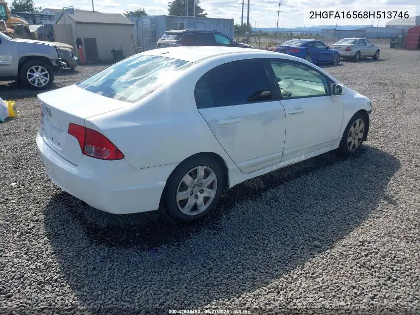 2008 Honda Civic Lx VIN: 2HGFA16568H513746 Lot: 42605453