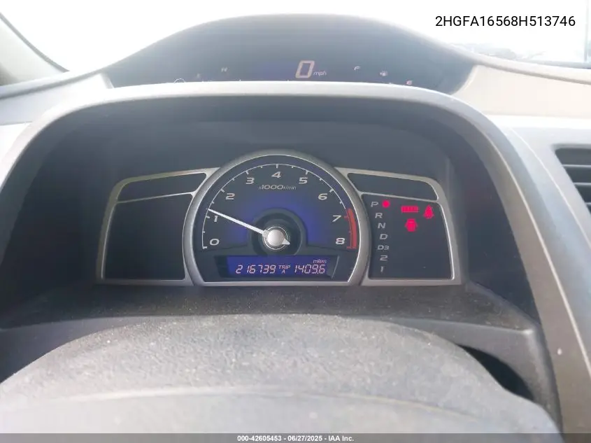 2008 Honda Civic Lx VIN: 2HGFA16568H513746 Lot: 42605453