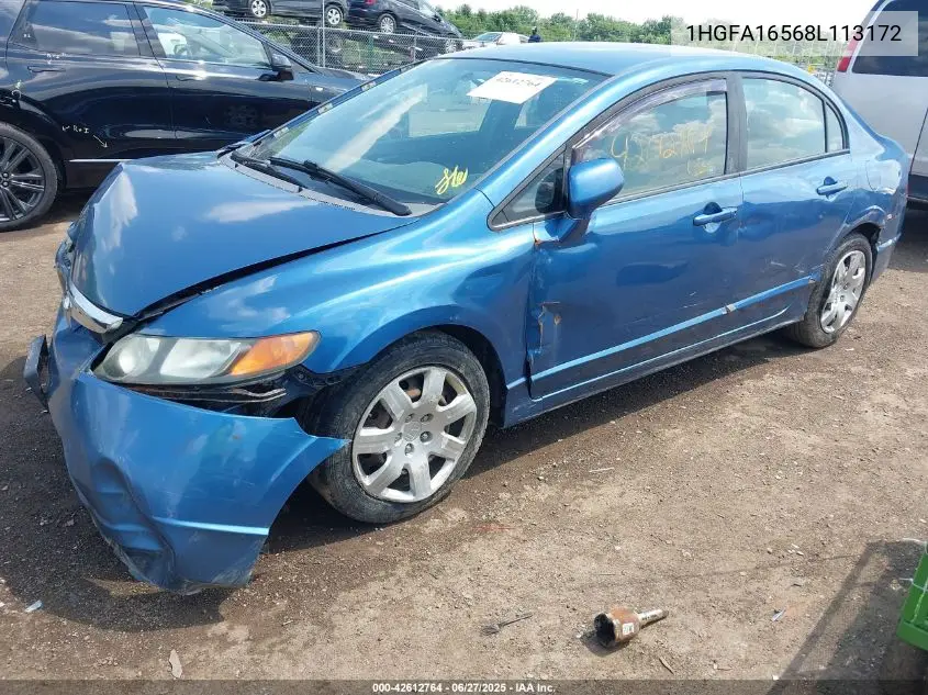 2008 Honda Civic Lx VIN: 1HGFA16568L113172 Lot: 42612764