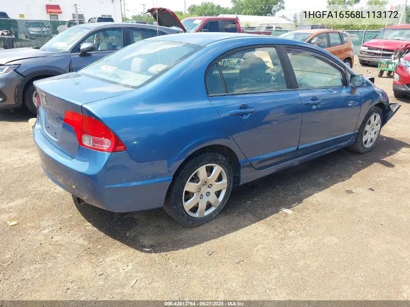2008 Honda Civic Lx VIN: 1HGFA16568L113172 Lot: 42612764