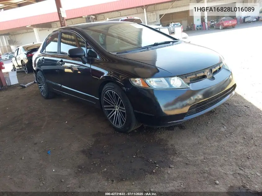 2008 Honda Civic Ex VIN: 1HGFA16828L016089 Lot: 42721633
