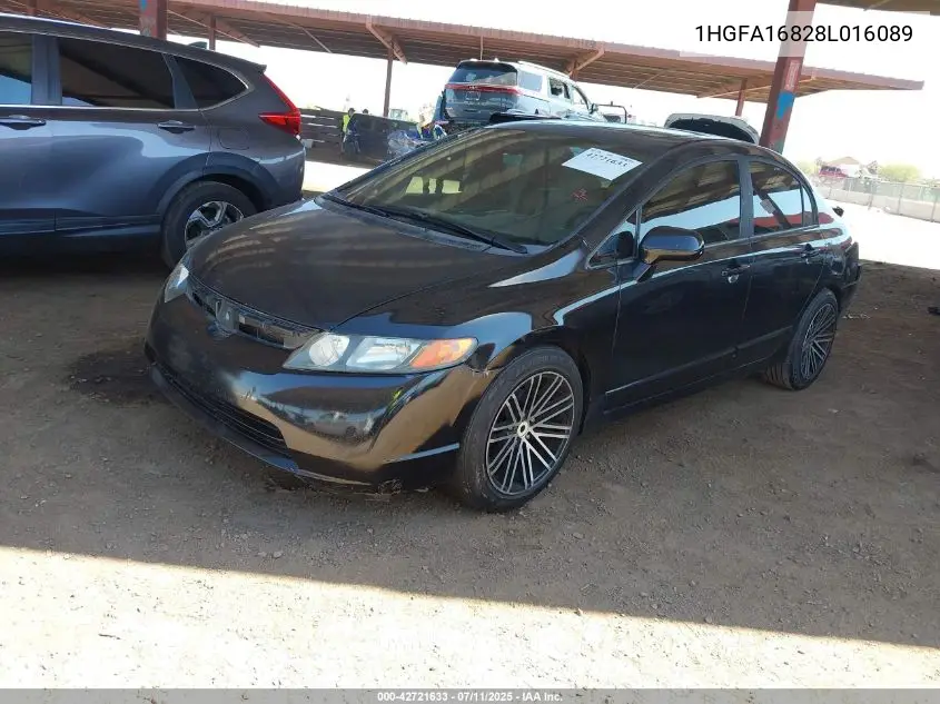 2008 Honda Civic Ex VIN: 1HGFA16828L016089 Lot: 42721633