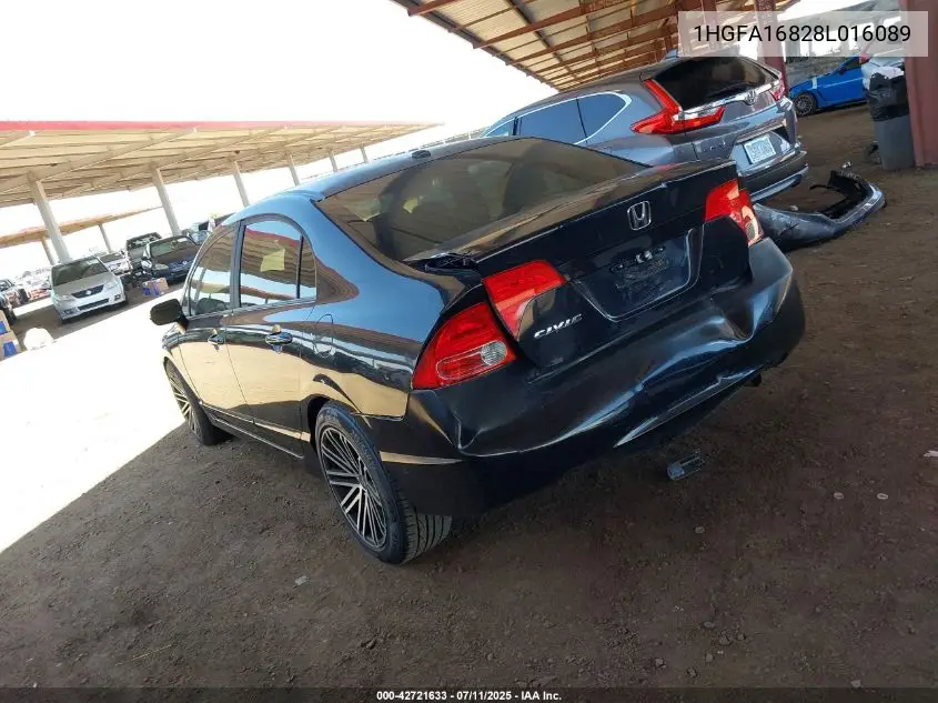 2008 Honda Civic Ex VIN: 1HGFA16828L016089 Lot: 42721633