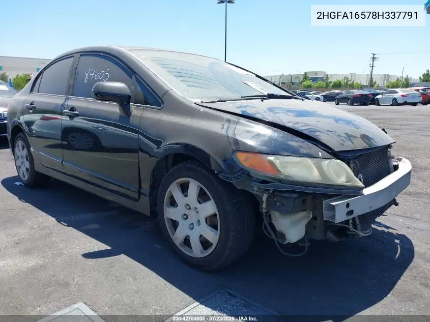 2008 Honda Civic Lx VIN: 2HGFA16578H337791 Lot: 42784605