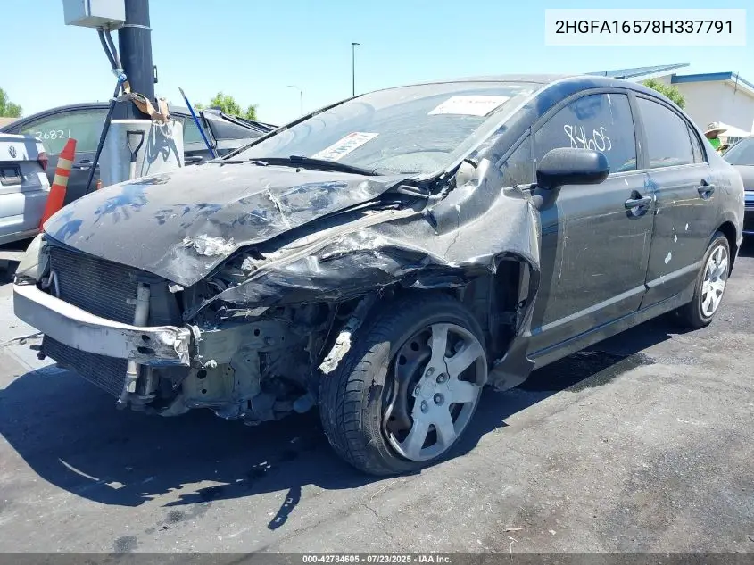 2008 Honda Civic Lx VIN: 2HGFA16578H337791 Lot: 42784605