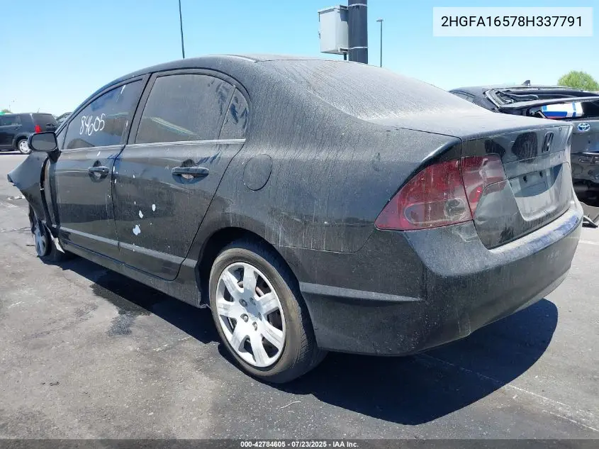 2008 Honda Civic Lx VIN: 2HGFA16578H337791 Lot: 42784605