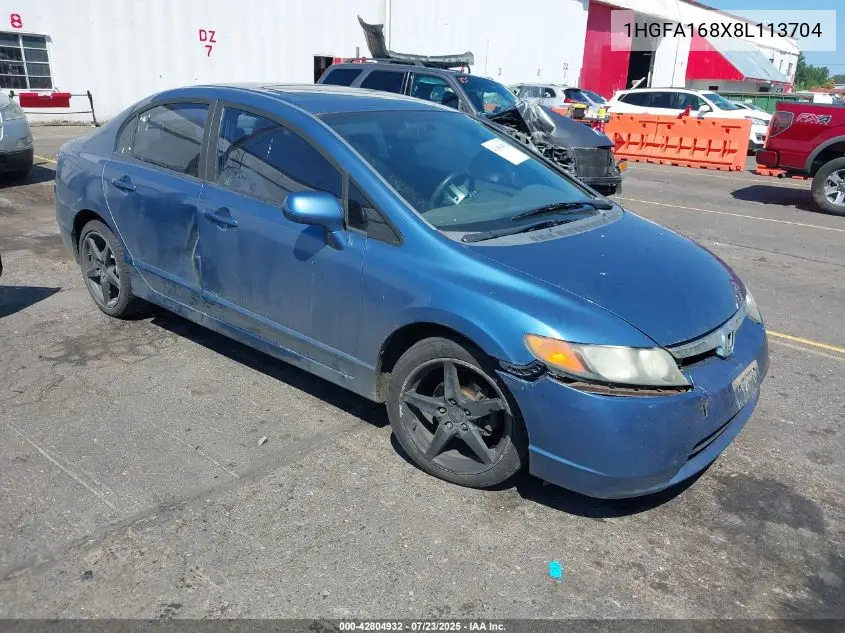 2008 Honda Civic Ex VIN: 1HGFA168X8L113704 Lot: 42804932
