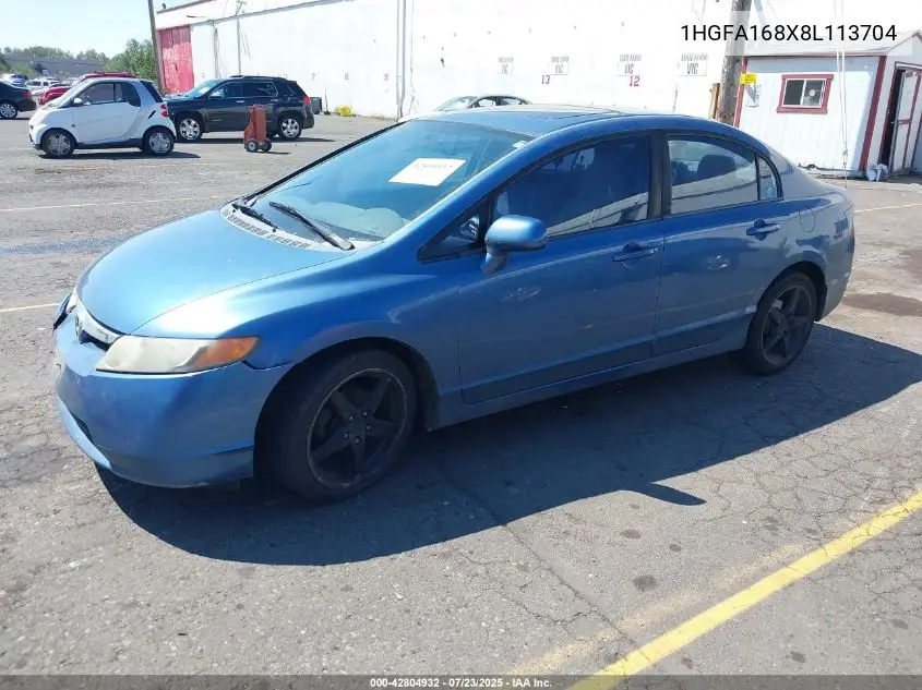 2008 Honda Civic Ex VIN: 1HGFA168X8L113704 Lot: 42804932