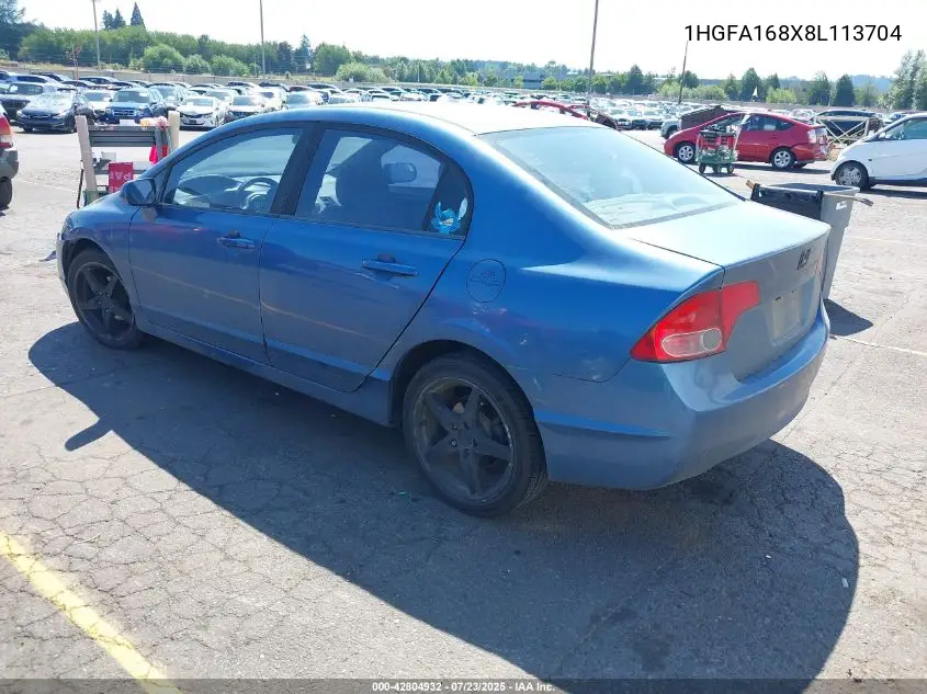 2008 Honda Civic Ex VIN: 1HGFA168X8L113704 Lot: 42804932