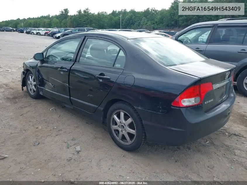 2009 Honda Civic Lx VIN: 2HGFA16549H543409 Lot: 42624992