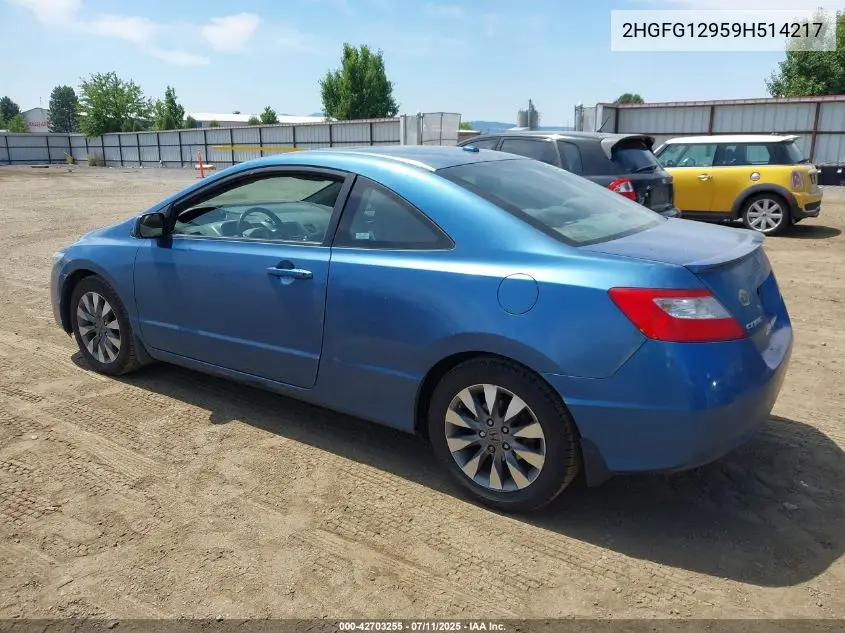 2009 Honda Civic Ex-L VIN: 2HGFG12959H514217 Lot: 42703255