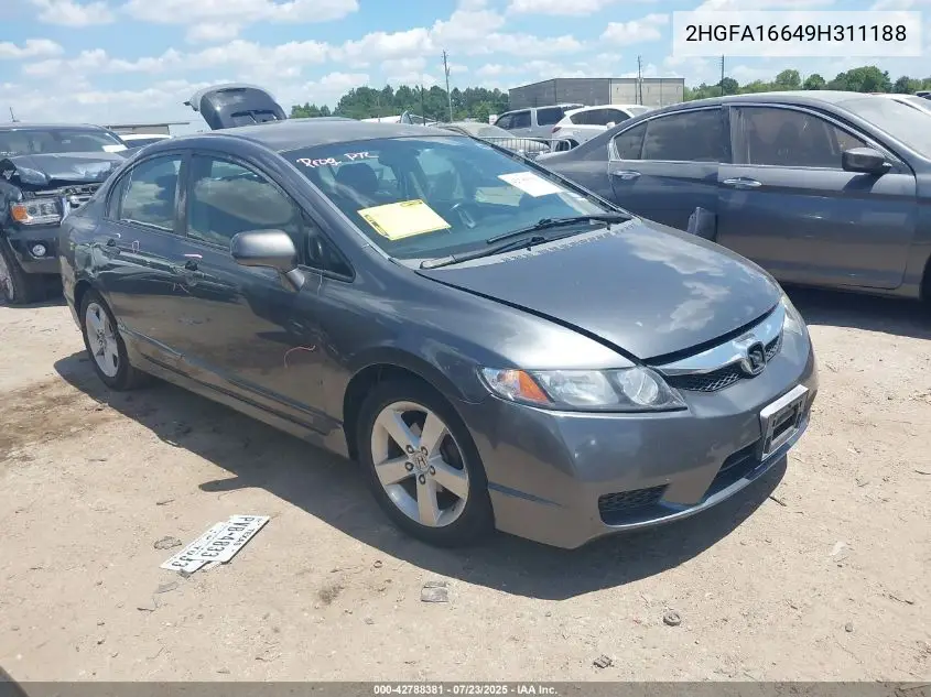 2009 Honda Civic Lx-S VIN: 2HGFA16649H311188 Lot: 42788381