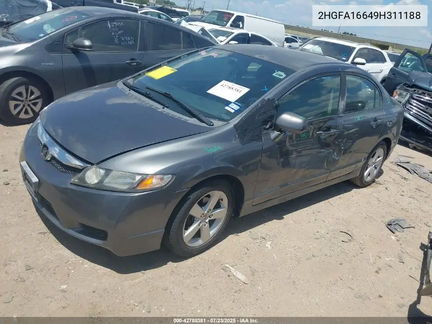 2009 Honda Civic Lx-S VIN: 2HGFA16649H311188 Lot: 42788381