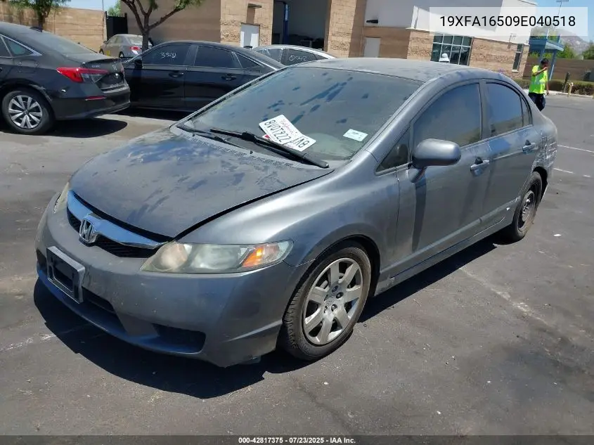2009 Honda Civic Lx VIN: 19XFA16509E040518 Lot: 42817375
