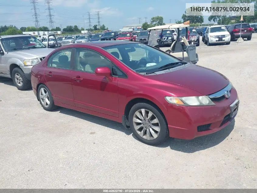 2009 Honda Civic Ex VIN: 1HGFA16879L002934 Lot: 42822790