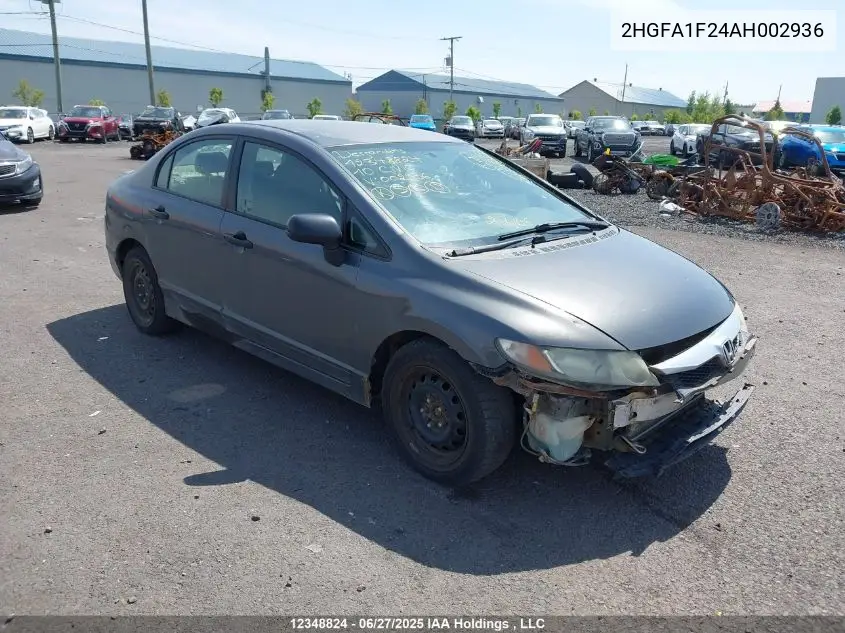 2010 Honda Civic Dx VIN: 2HGFA1F24AH002936 Lot: 12348824