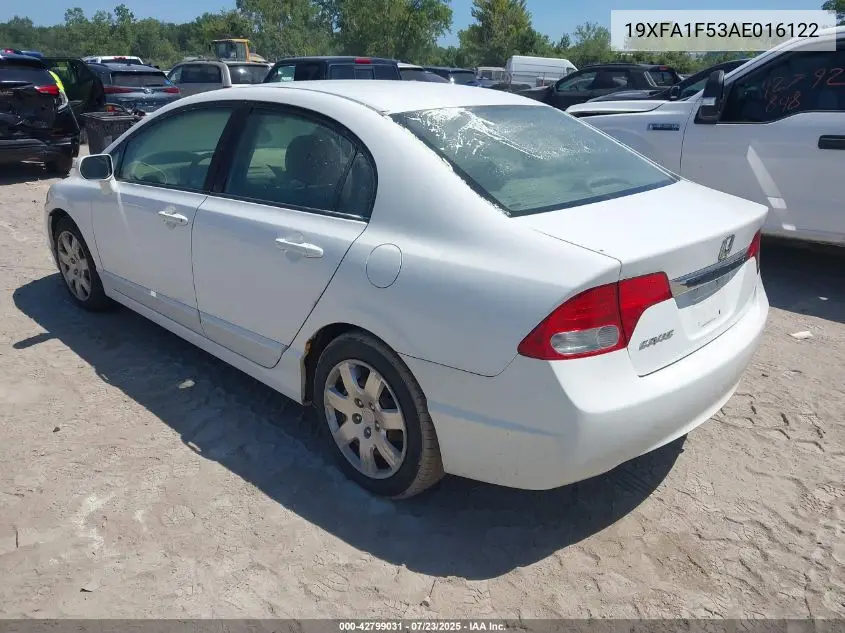 2010 Honda Civic Lx VIN: 19XFA1F53AE016122 Lot: 42799031