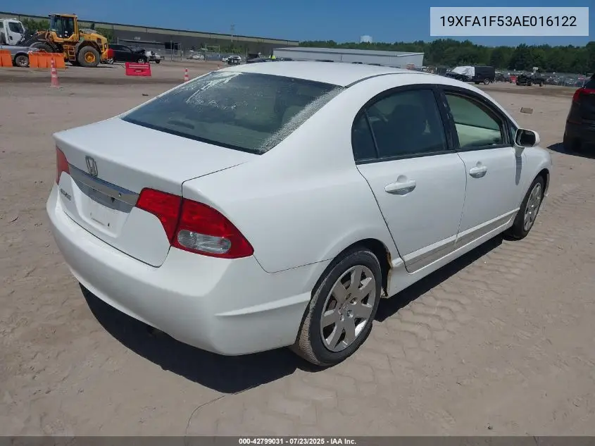2010 Honda Civic Lx VIN: 19XFA1F53AE016122 Lot: 42799031