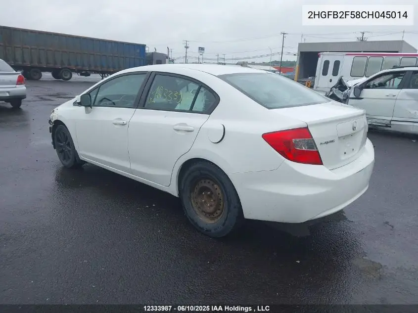 2012 Honda Civic Lx VIN: 2HGFB2F58CH045014 Lot: 12333987