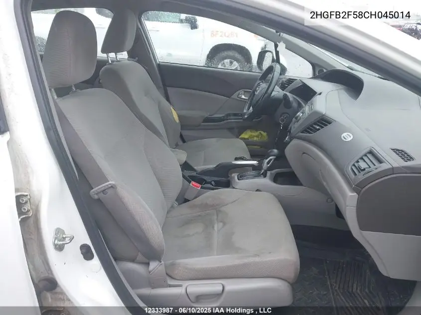 2012 Honda Civic Lx VIN: 2HGFB2F58CH045014 Lot: 12333987