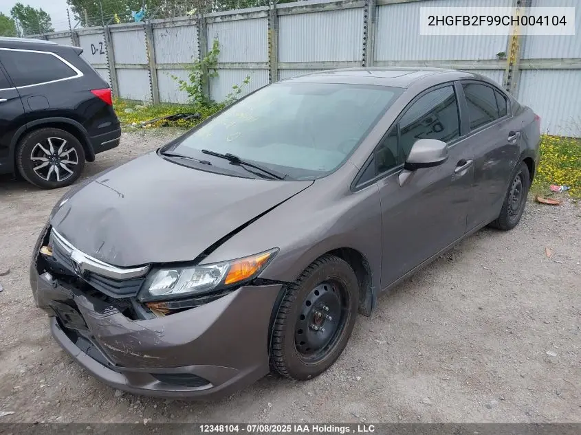 2012 Honda Civic Ex-L VIN: 2HGFB2F99CH004104 Lot: 12348104
