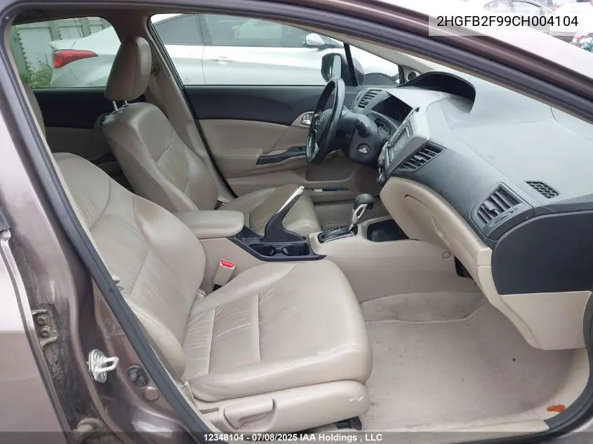 2012 Honda Civic Ex-L VIN: 2HGFB2F99CH004104 Lot: 12348104