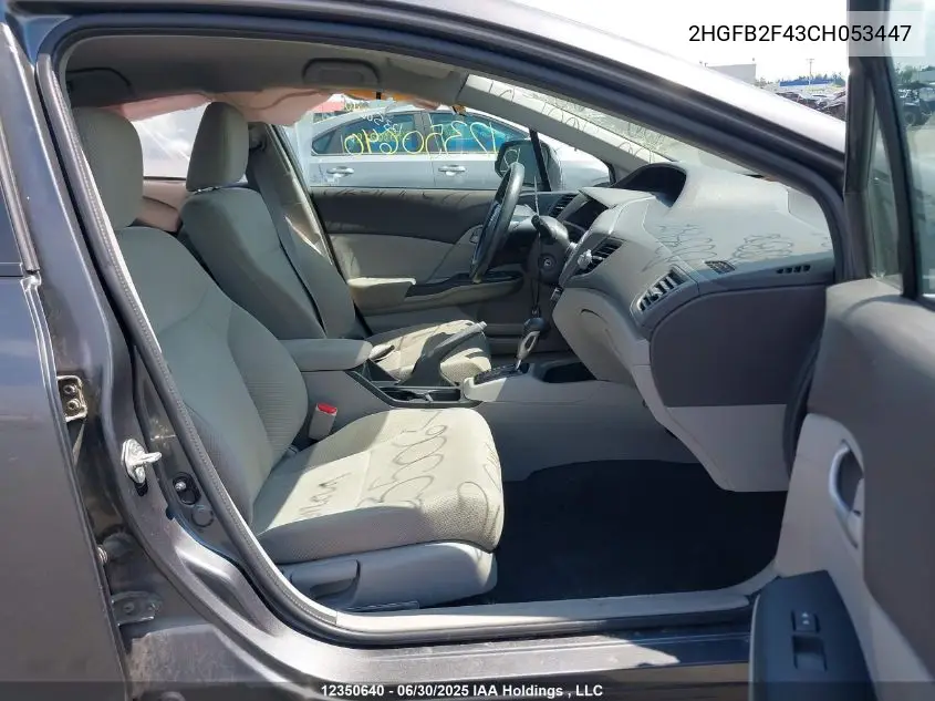 2012 Honda Civic Lx VIN: 2HGFB2F43CH053447 Lot: 12350640X