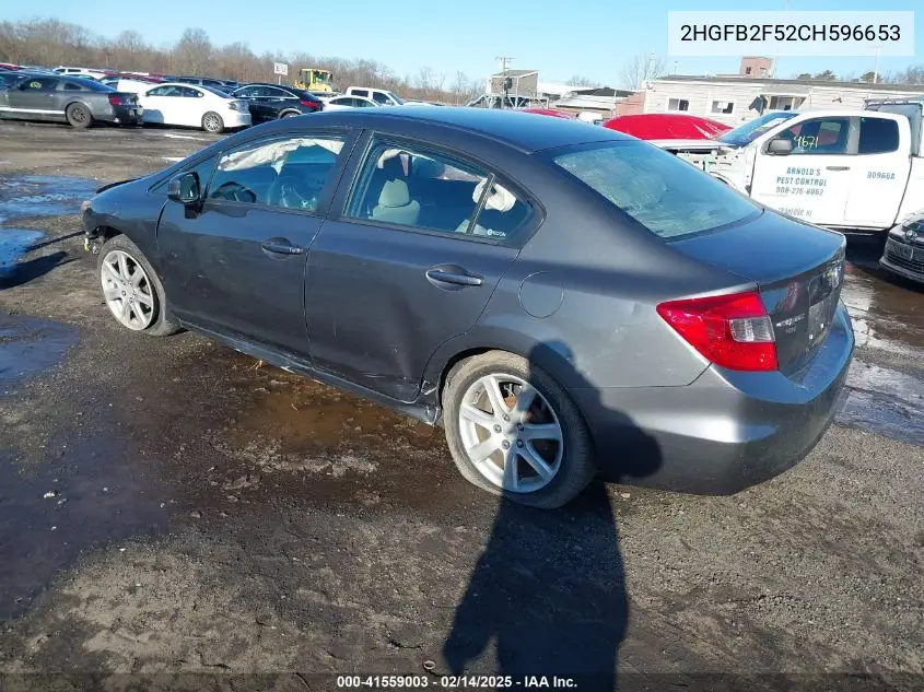 2012 Honda Civic Lx VIN: 2HGFB2F52CH596653 Lot: 41559003