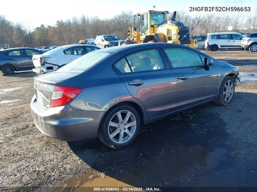 2012 Honda Civic Lx VIN: 2HGFB2F52CH596653 Lot: 41559003