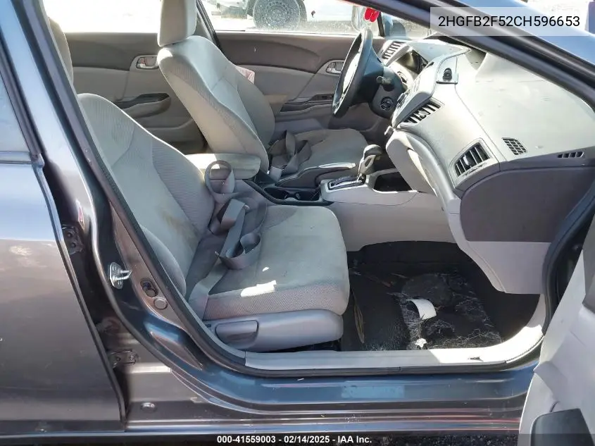 2012 Honda Civic Lx VIN: 2HGFB2F52CH596653 Lot: 41559003