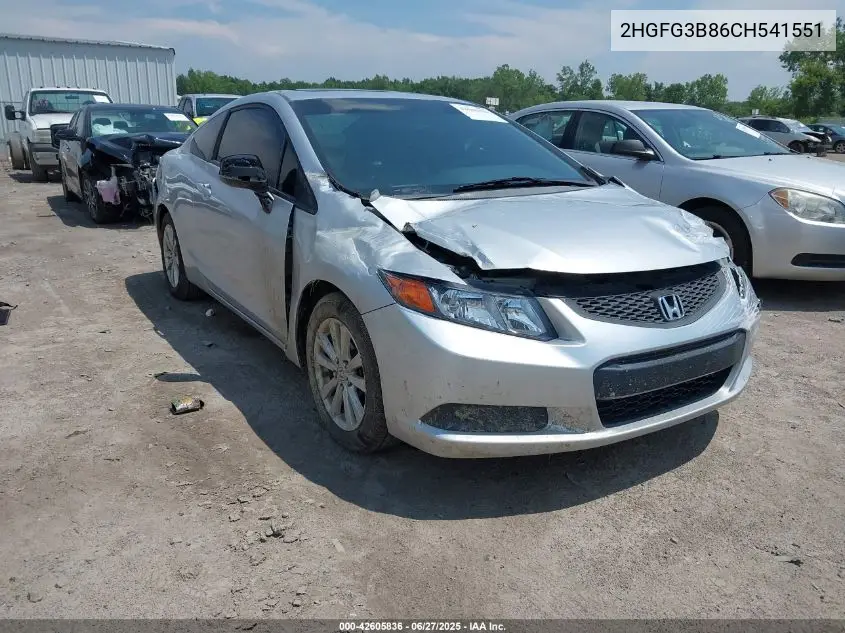 2012 Honda Civic Ex VIN: 2HGFG3B86CH541551 Lot: 42605836