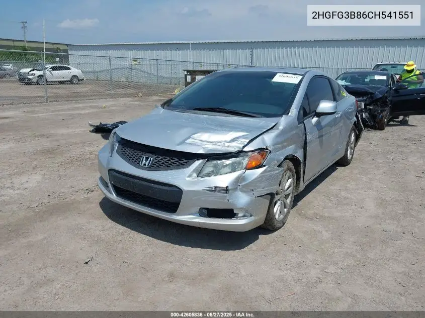 2012 Honda Civic Ex VIN: 2HGFG3B86CH541551 Lot: 42605836