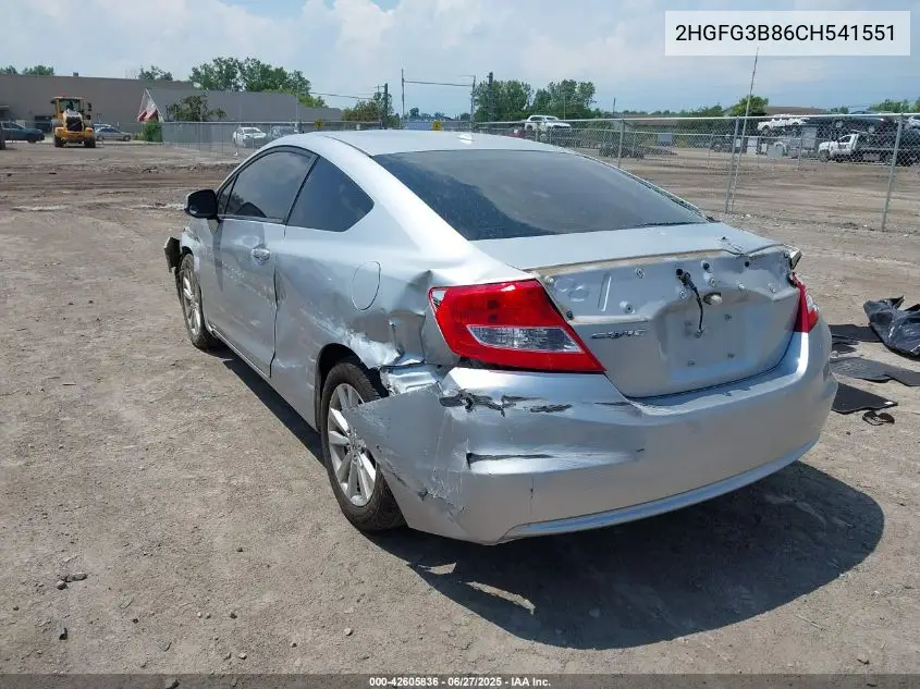 2012 Honda Civic Ex VIN: 2HGFG3B86CH541551 Lot: 42605836