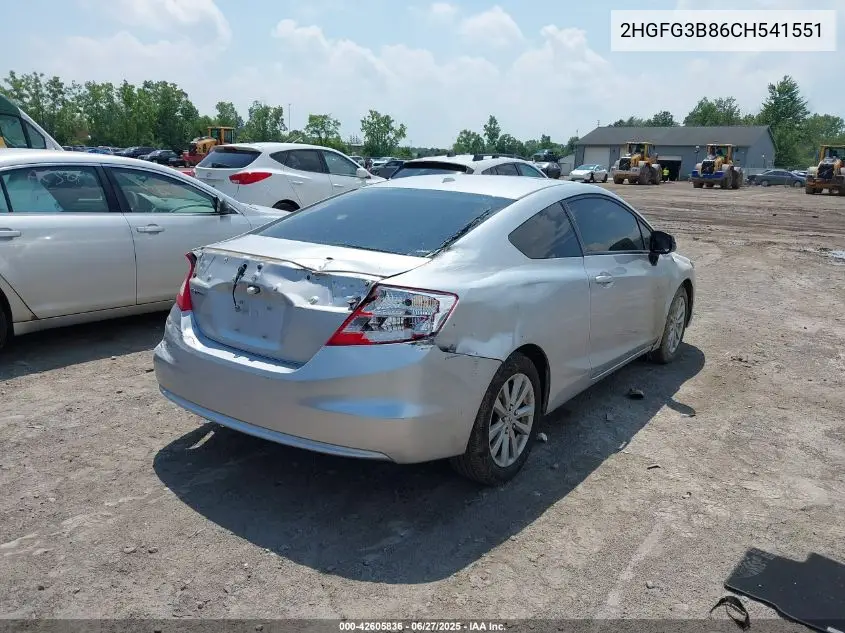 2012 Honda Civic Ex VIN: 2HGFG3B86CH541551 Lot: 42605836