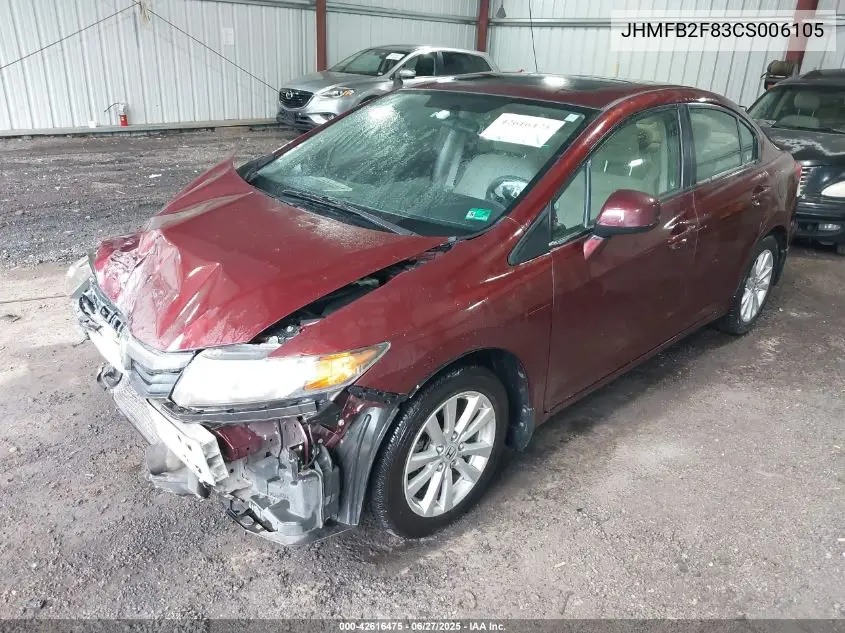 2012 Honda Civic Ex VIN: JHMFB2F83CS006105 Lot: 42616475