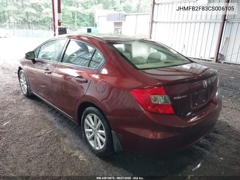 2012 Honda Civic Ex VIN: JHMFB2F83CS006105 Lot: 42616475