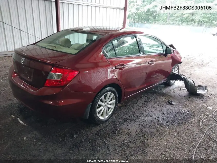 2012 Honda Civic Ex VIN: JHMFB2F83CS006105 Lot: 42616475
