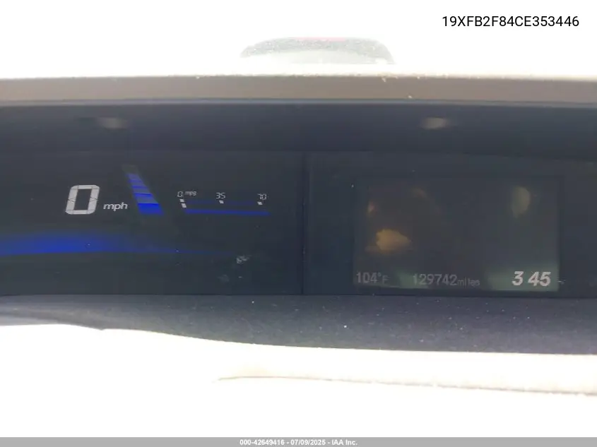 2012 Honda Civic Ex VIN: 19XFB2F84CE353446 Lot: 42649416