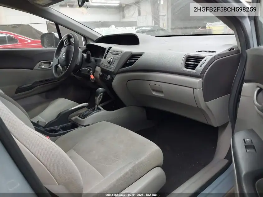 2012 Honda Civic Lx VIN: 2HGFB2F58CH598259 Lot: 42652332