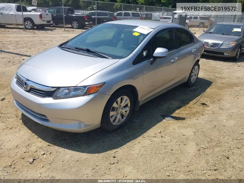 2012 Honda Civic Lx VIN: 19XFB2F58CE019572 Lot: 42661711