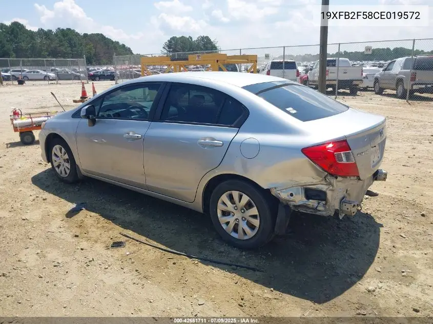 2012 Honda Civic Lx VIN: 19XFB2F58CE019572 Lot: 42661711