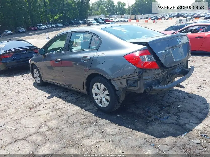 2012 Honda Civic Lx VIN: 19XFB2F58CE055858 Lot: 42686677