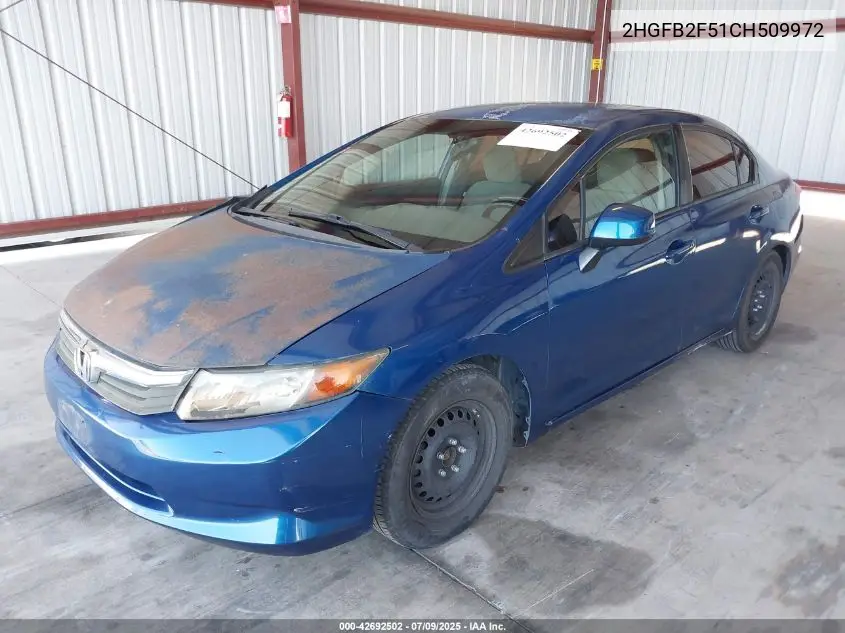 2012 Honda Civic Lx VIN: 2HGFB2F51CH509972 Lot: 42692502