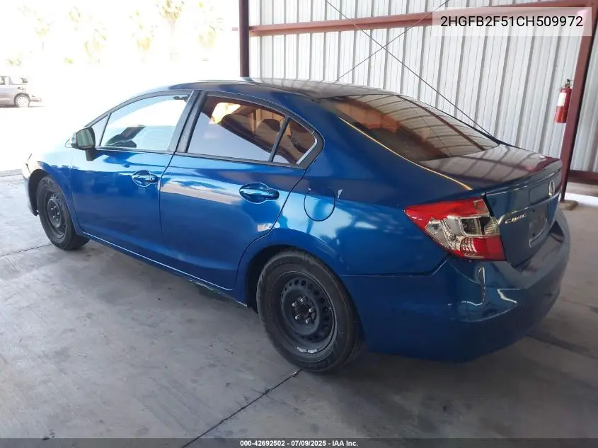 2012 Honda Civic Lx VIN: 2HGFB2F51CH509972 Lot: 42692502