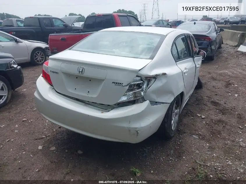 2012 Honda Civic Lx VIN: 19XFB2F5XCE017595 Lot: 42701075