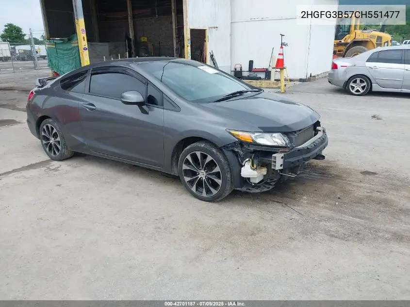 2012 Honda Civic Lx VIN: 2HGFG3B57CH551477 Lot: 42701187