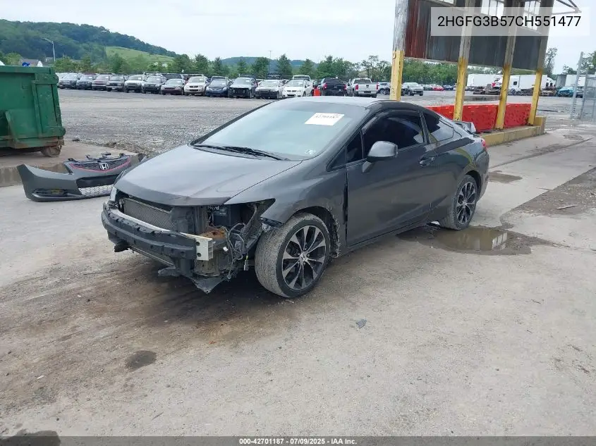 2012 Honda Civic Lx VIN: 2HGFG3B57CH551477 Lot: 42701187