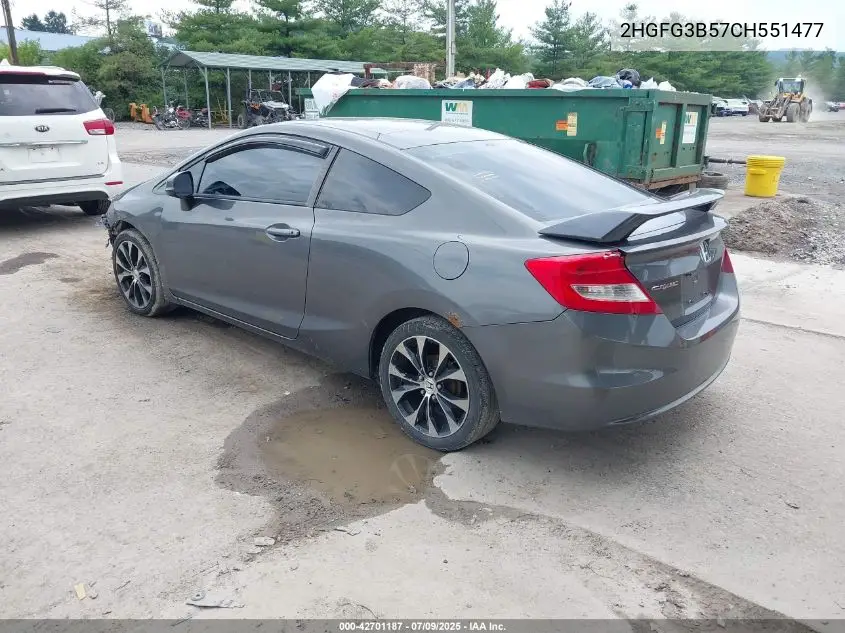 2012 Honda Civic Lx VIN: 2HGFG3B57CH551477 Lot: 42701187