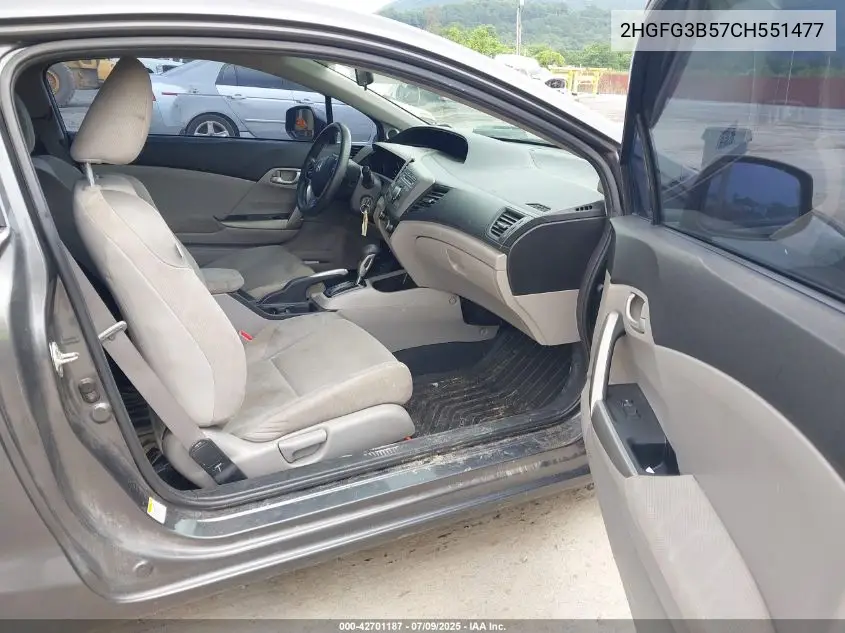 2012 Honda Civic Lx VIN: 2HGFG3B57CH551477 Lot: 42701187